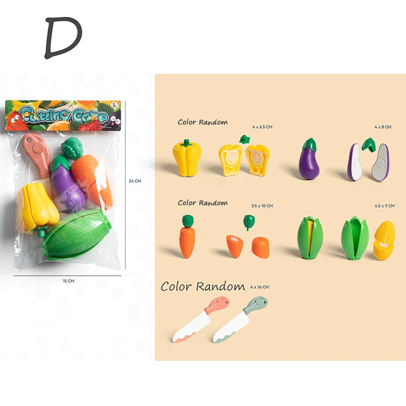 Kids Pretend Play Kitchen Set – Simulation Fruits and Vegetables Toys