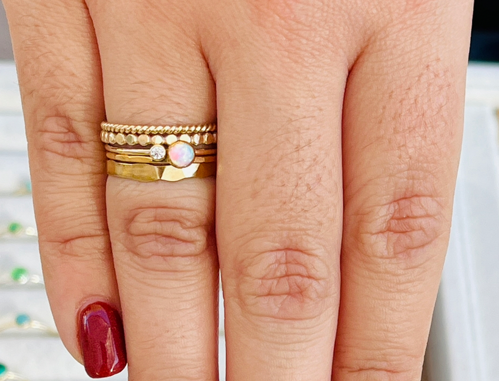 14k gold filled HAMMERED BAND RING