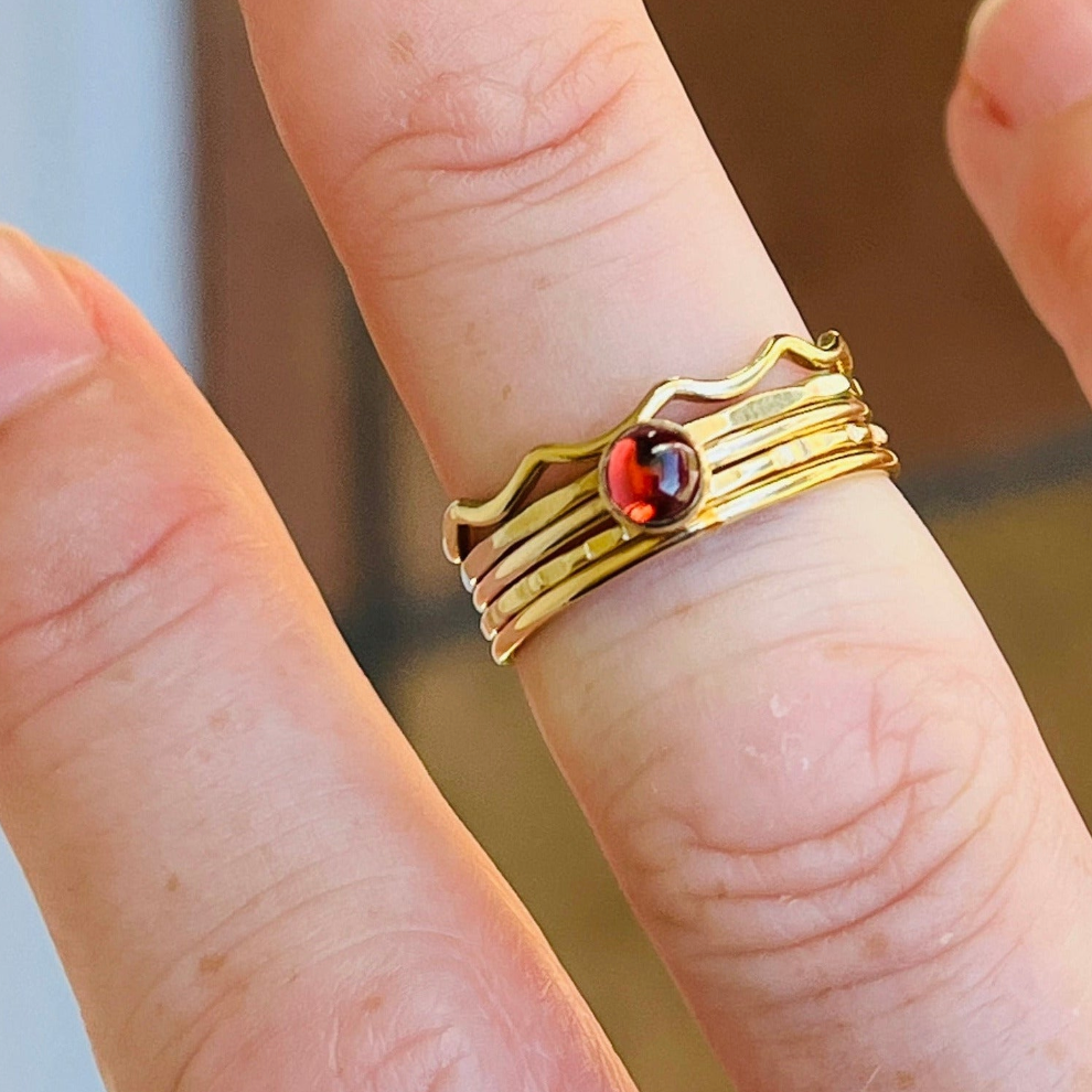 14k gold-fill or sterling silver SMALL GEM STACK RING SET