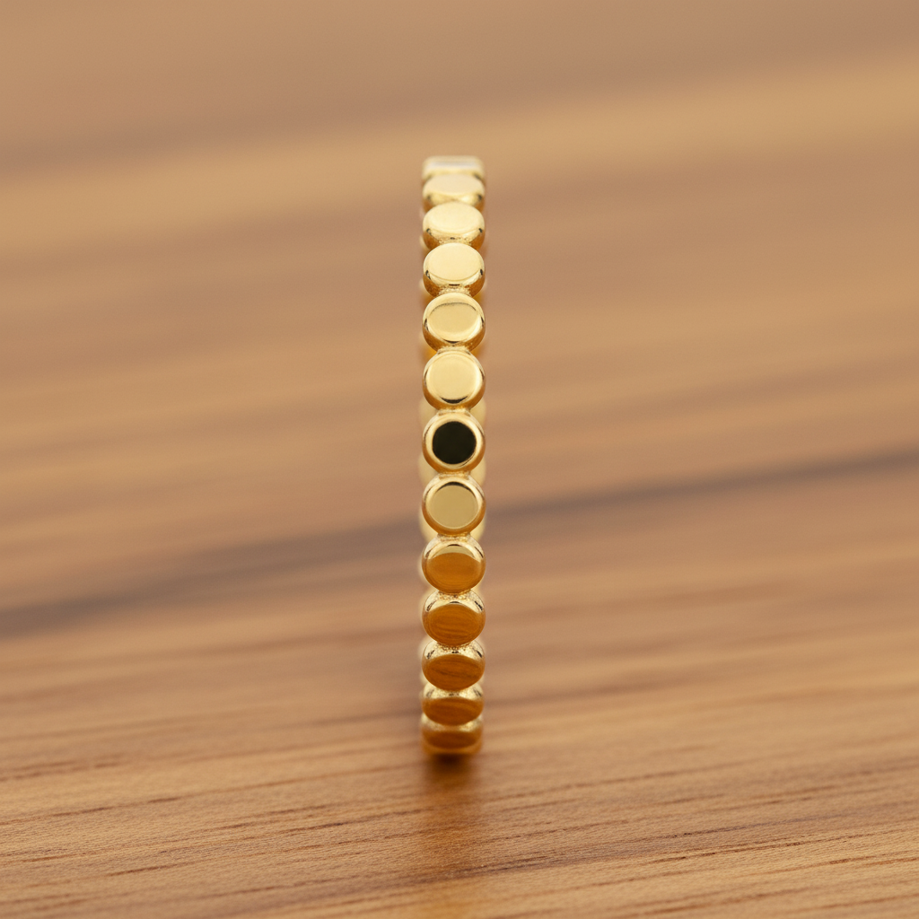 14k gold filled or sterling silver FLAT BEADED BAND RING