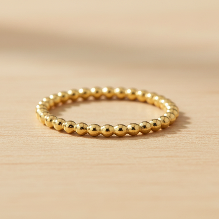 14k gold filled BUBBLE BEADED STACKING RING