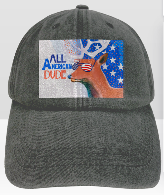 All American Dude Deer Vintage Washed Baseball Cap | Ships from USA
