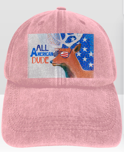All American Dude Deer Vintage Washed Baseball Cap | Ships from USA