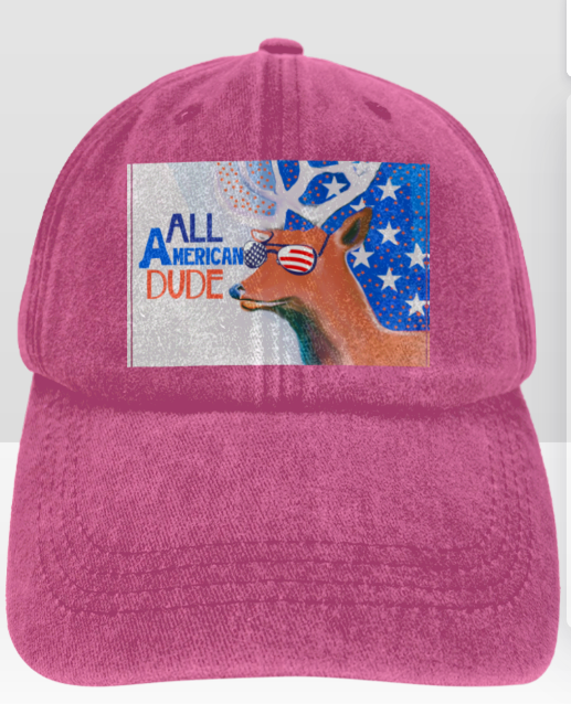 All American Dude Deer Vintage Washed Baseball Cap | Ships from USA