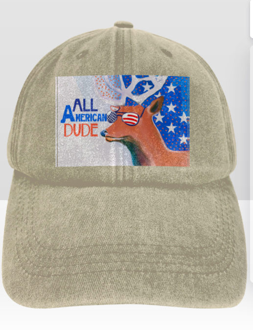 All American Dude Deer Vintage Washed Baseball Cap | Ships from USA