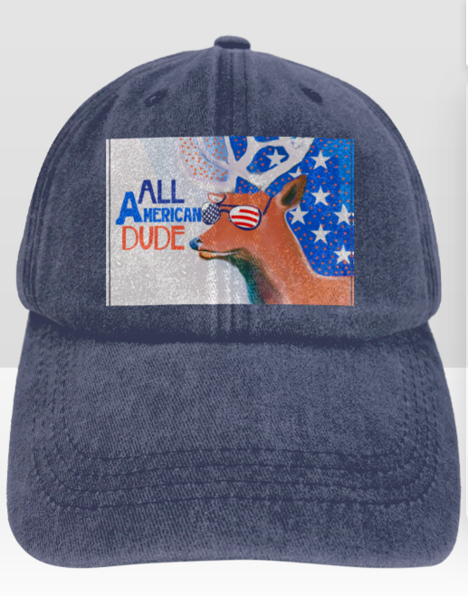 All American Dude Deer Vintage Washed Baseball Cap | Ships from USA