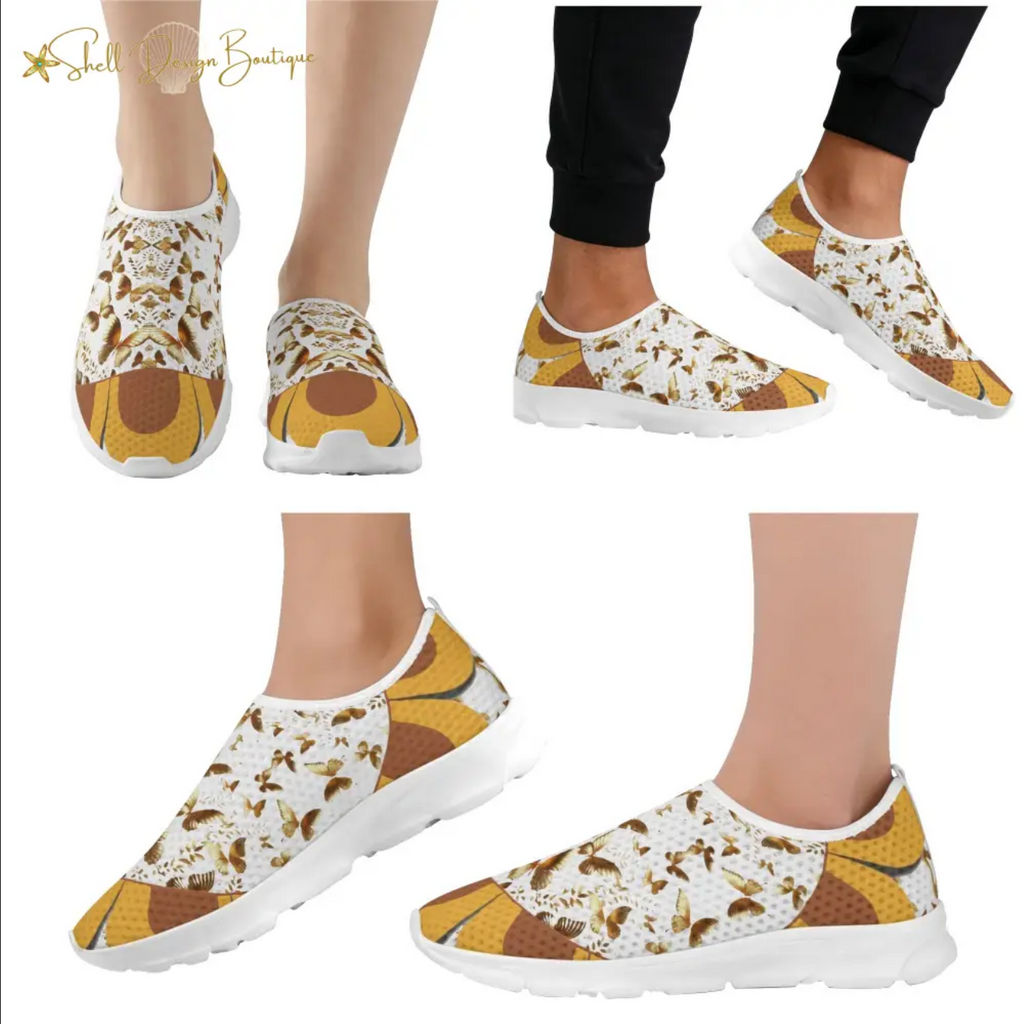 Golden Butterflies Lightweight Adult Unisex Athletic Slip-on Shoes | Shipped in US