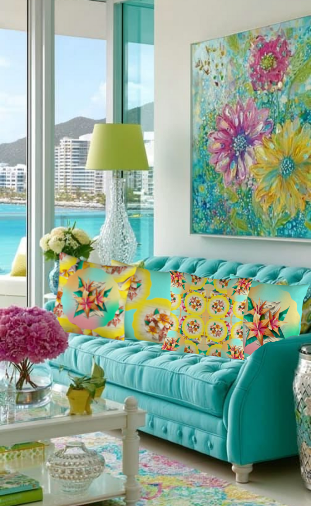 Circle Floral Pastel Pattern Custom Pillow Case 18x18inch (Pack of 4) | Ships from USA