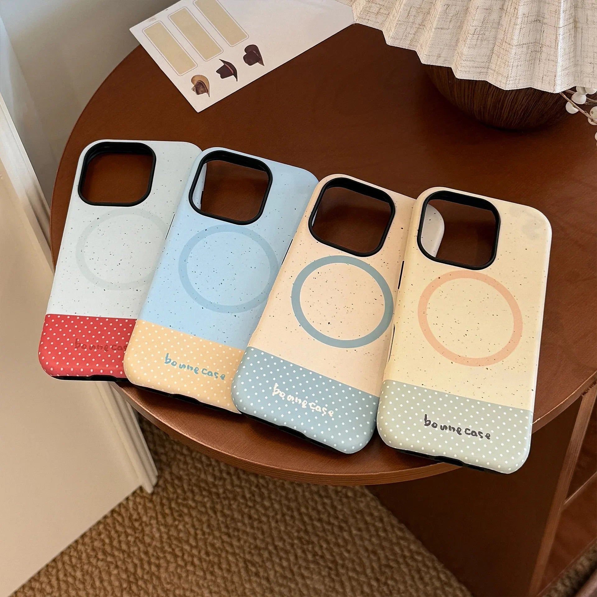 Korean Splash-ink Polka Dot Splicing Magnetic Phone Case For iPhone