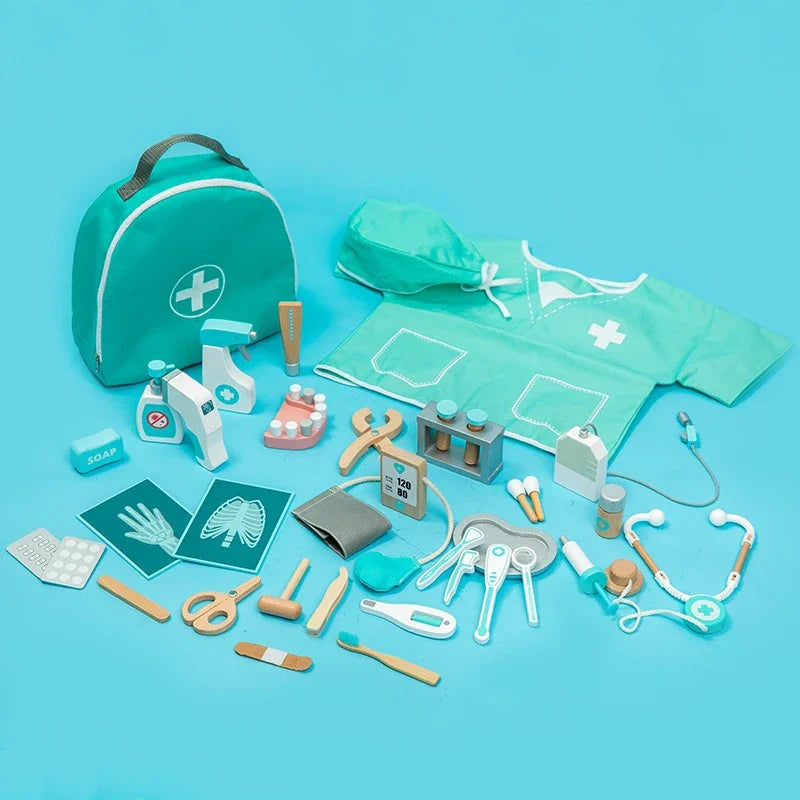 Wooden Doctor Pretend Play Set – Kids Medical Simulation Toy