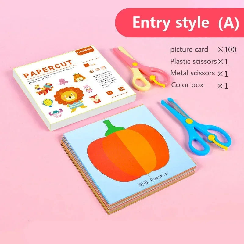 Cartoon Colorful Paper Folding & Cutting Toy Set