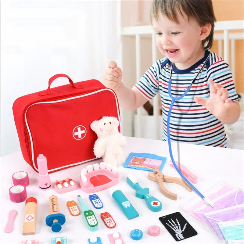 Wooden Doctor Pretend Play Set – Kids Medical Simulation Toy