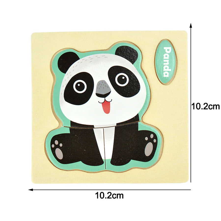 Montessori Wooden Cartoon Animal Puzzles – Early Learning Toy Set