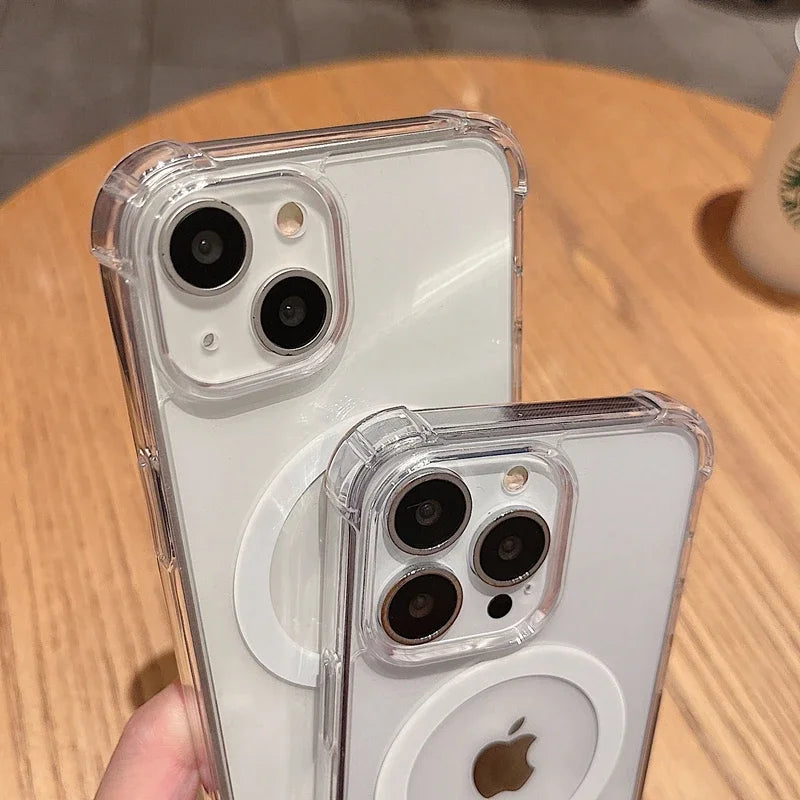 Luxury Shockproof Magsafe Wireless Charge Transparen Phone Case