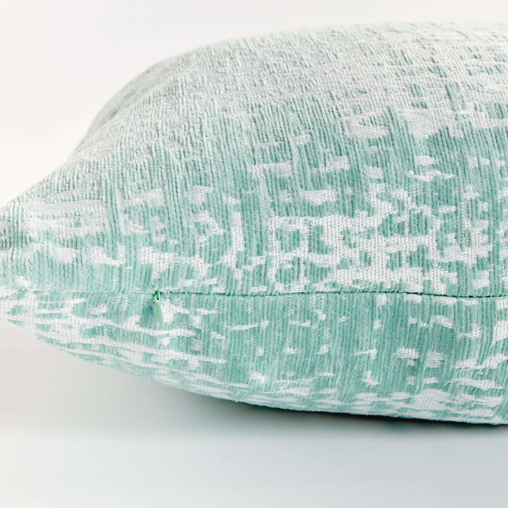Blush and Seafoam Square Jacquard Indoor Outdoor Throw Pillows