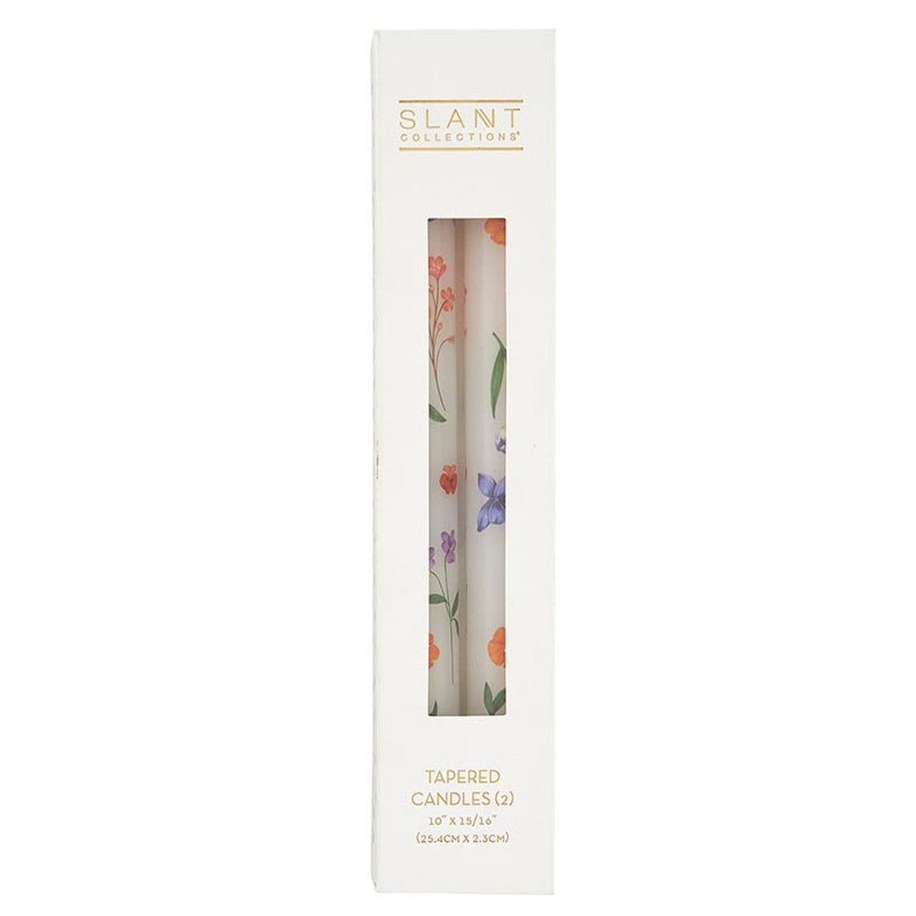 Set of 2 Boho Flowers Tapered Candle  | Aesthetic Unscented Table Decor Floral Candle Sticks