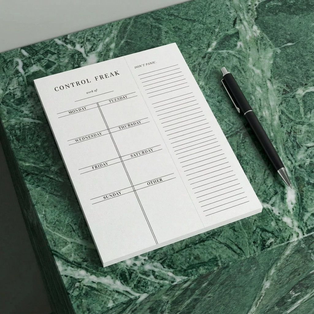 Set of 4 Copy of Control Freak Weekly List Notepad | 8.5" x 11" Desk Planner