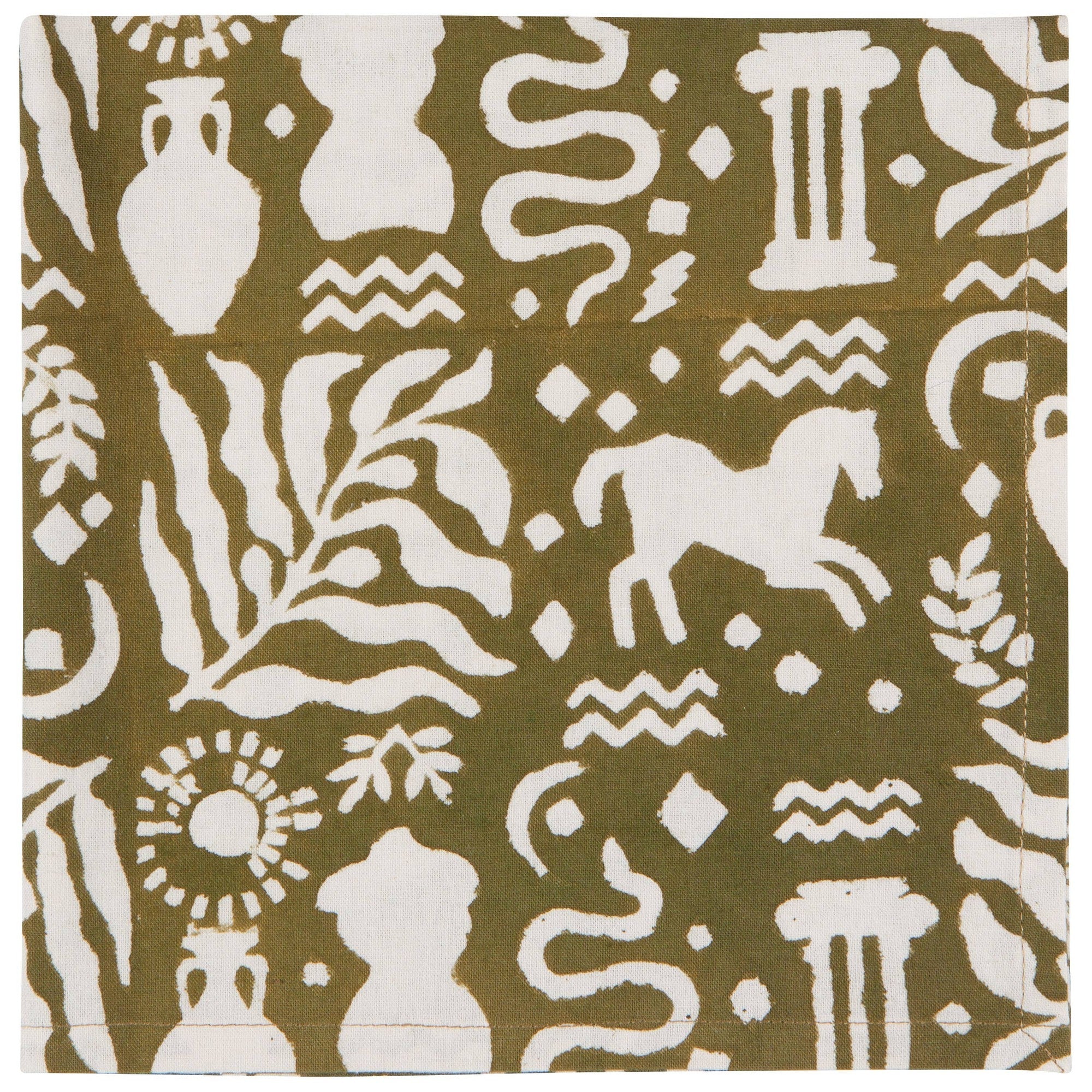 Set of 4 Olympus Block Print Napkins | Table Dinner Cloth Napkin | 18" x 18"