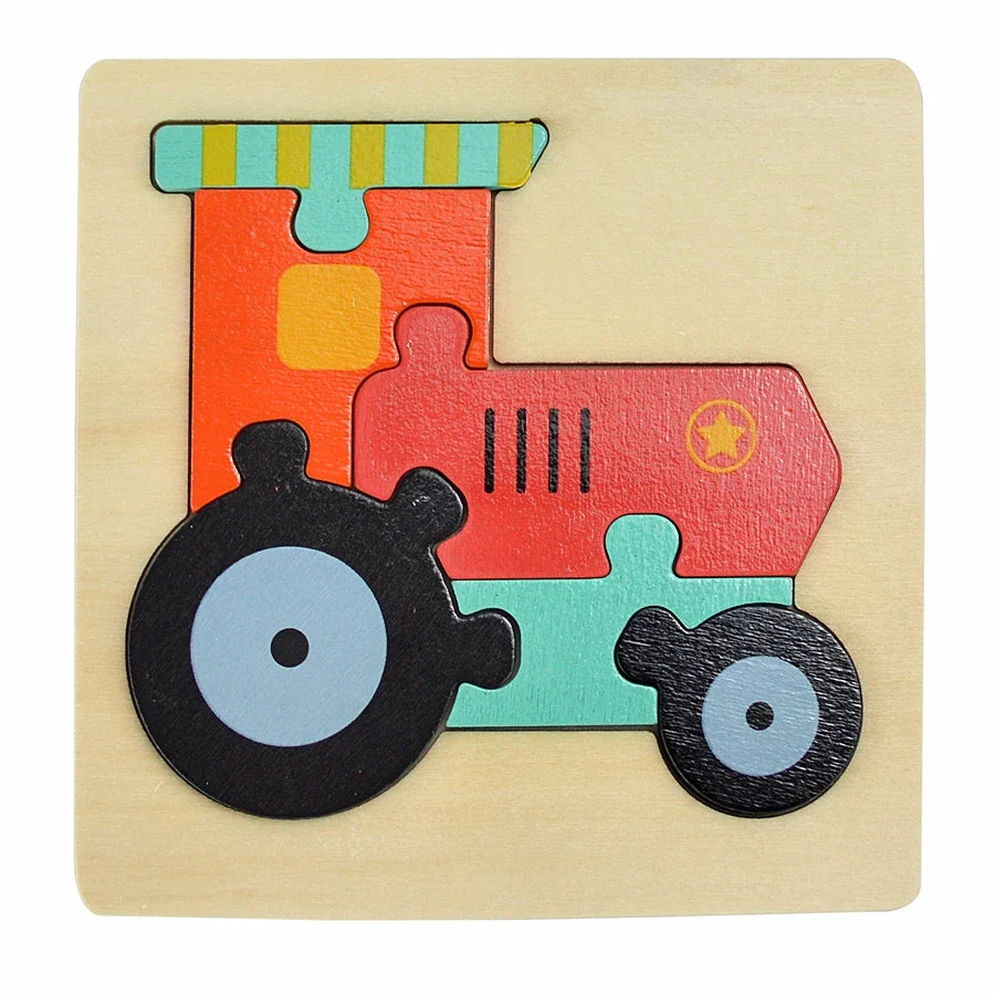 Montessori Wooden Cartoon Animal Puzzles – Early Learning Toy Set