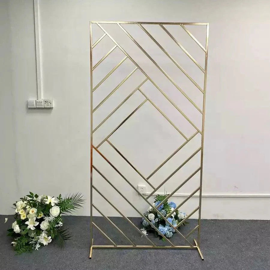 Shiny Gold Geometric Wedding Arch Backdrop