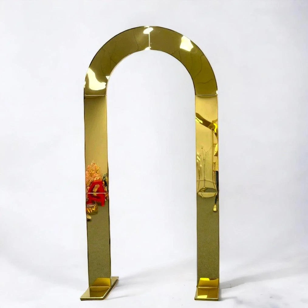 Shiny Gold Mirror Wedding Arch Backdrop Decoration Stands