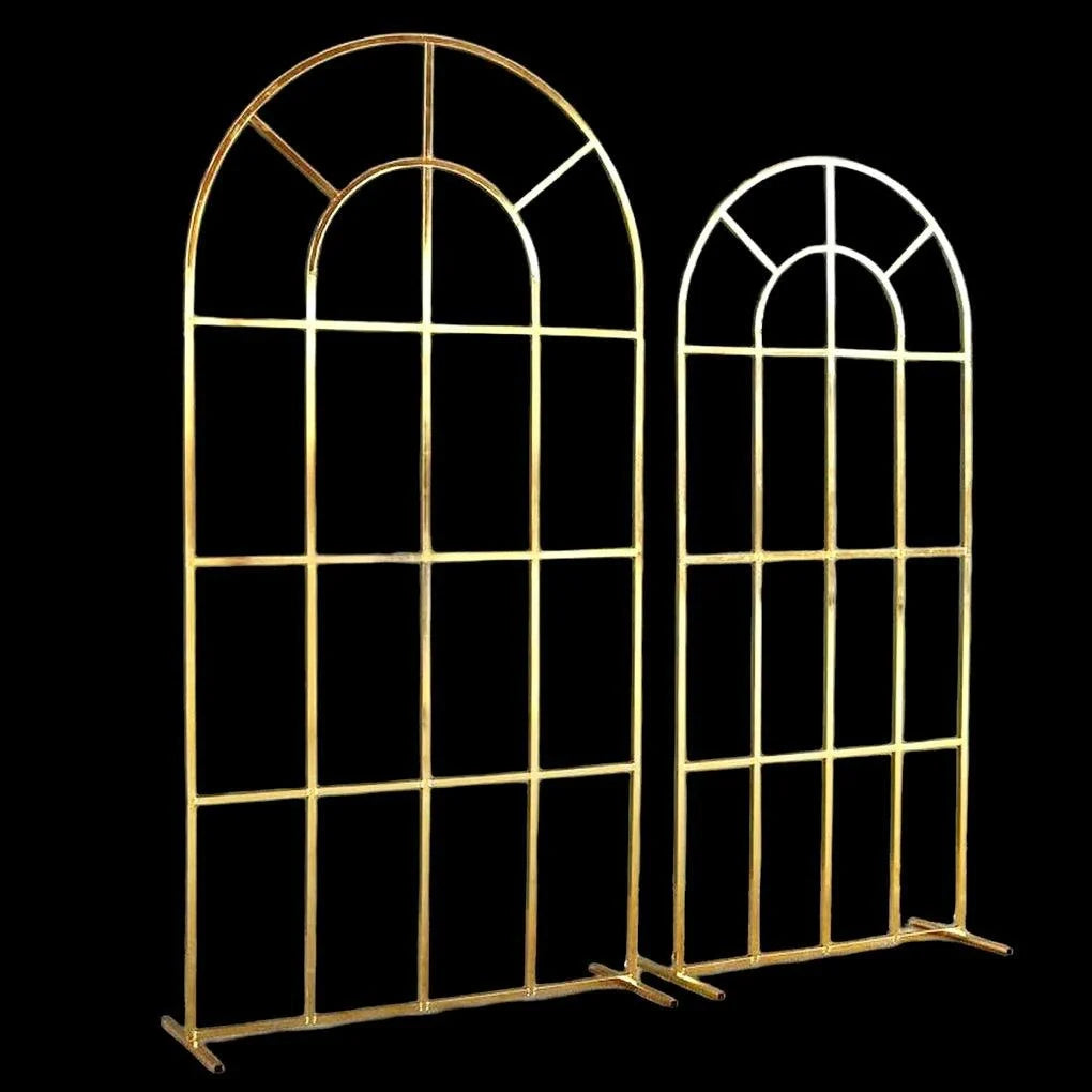 Shiny Gold Window Wedding Arch Backdrop Stand