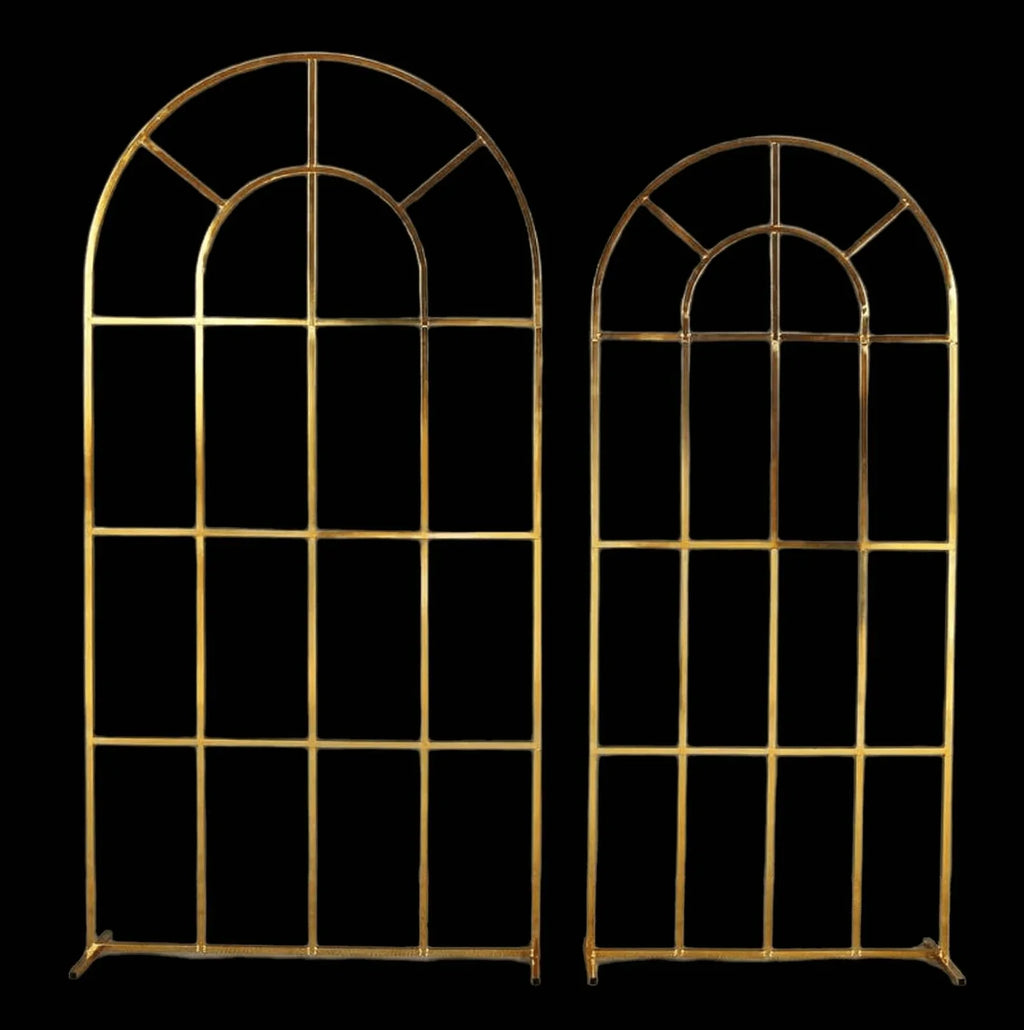 Shiny Gold Window Wedding Arch Backdrop Stand