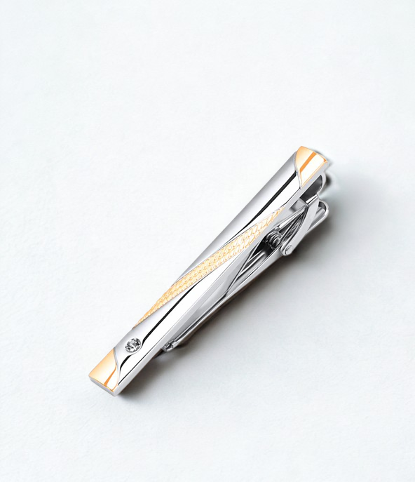 Silver & Gold Accent Tie Bar
