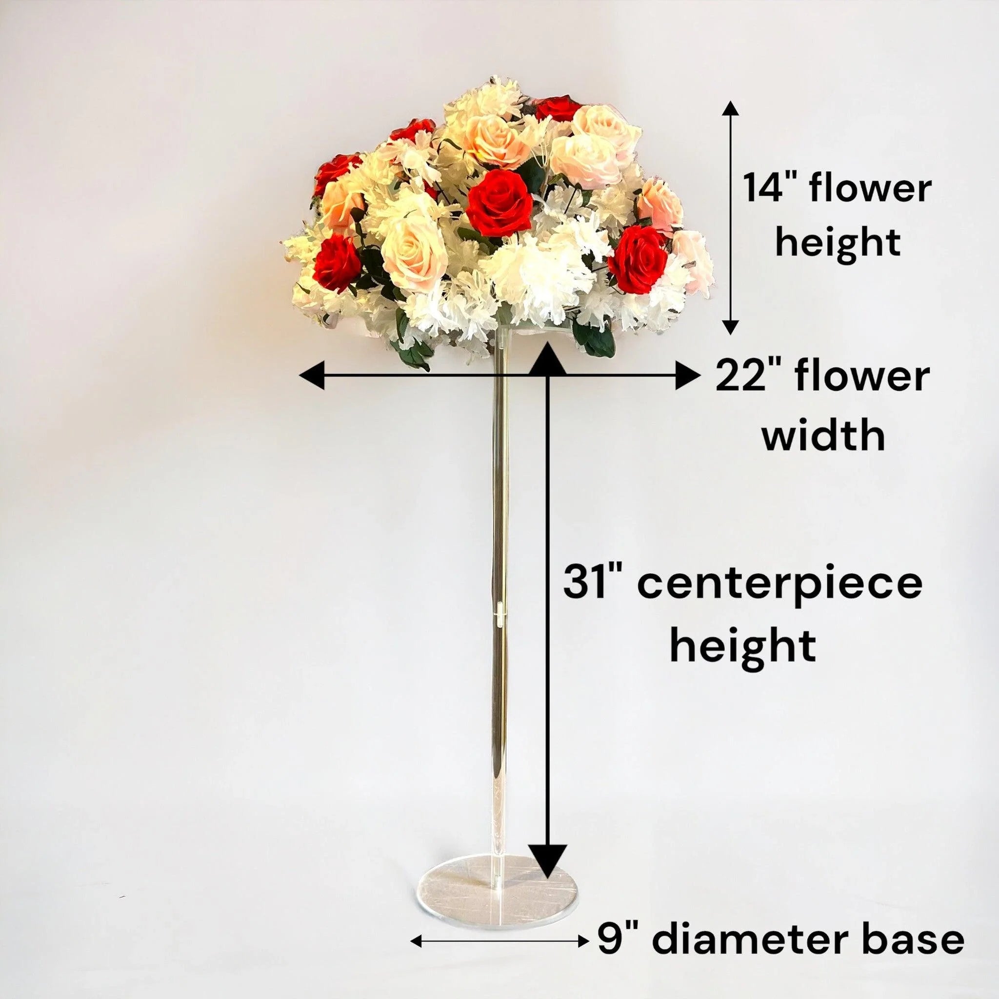 Simple 31" Acrylic Wedding Dining Table Flower Centerpiece