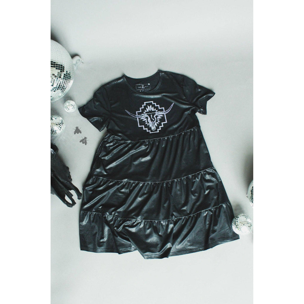 [Size M Remaining] Leather Look Western Style "Cisco" Dress