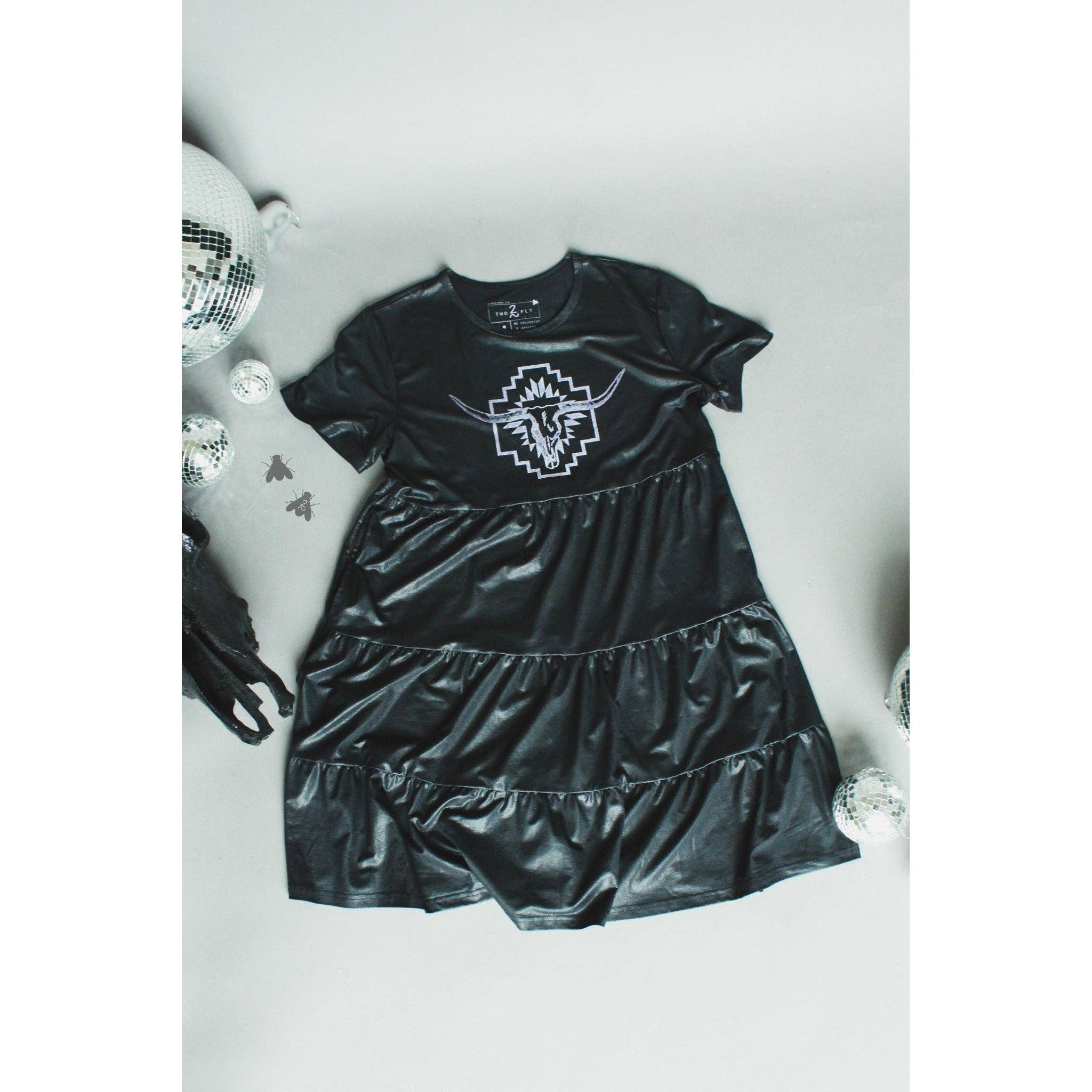 [Size M Remaining] Leather Look Western Style "Cisco" Dress