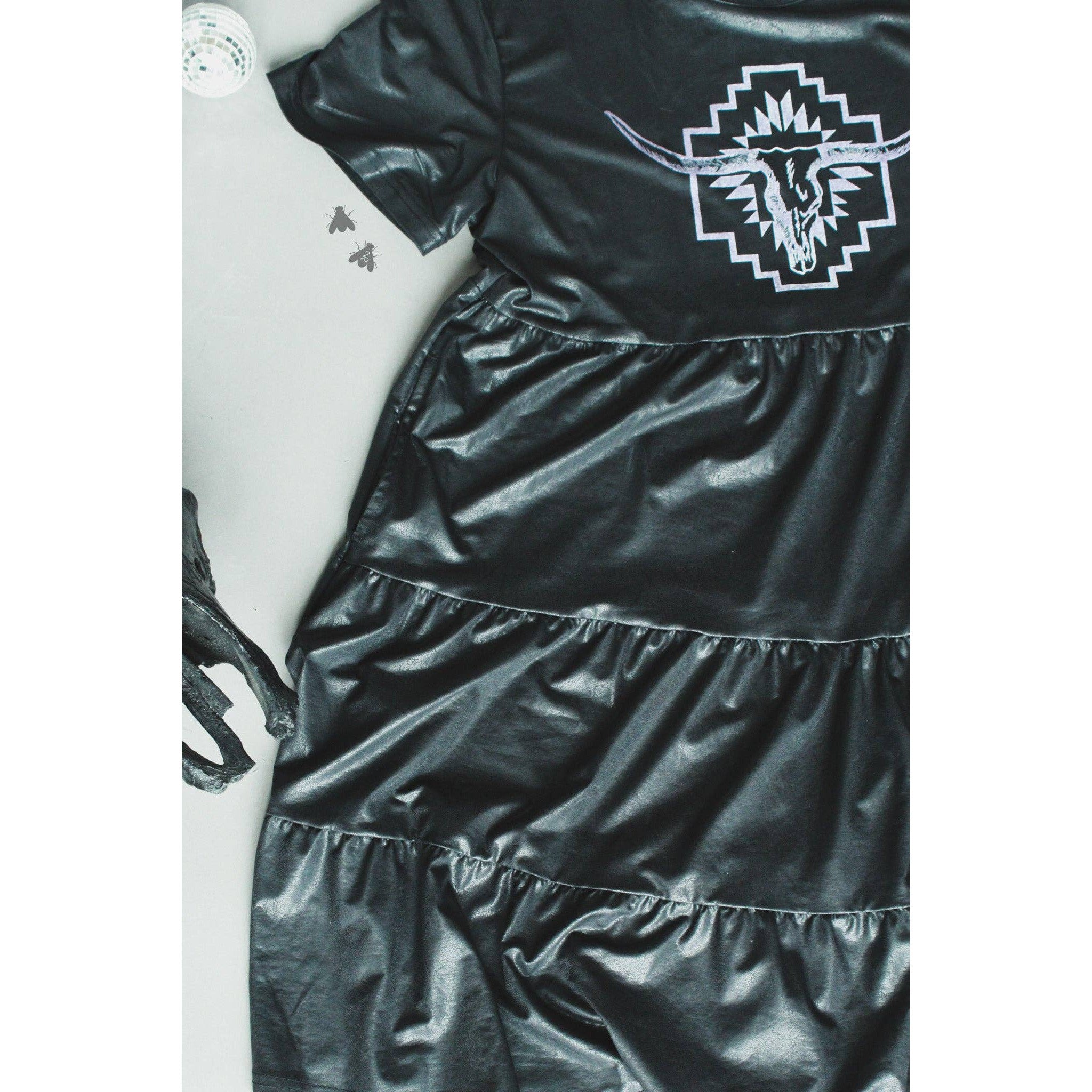 [Size M Remaining] Leather Look Western Style "Cisco" Dress