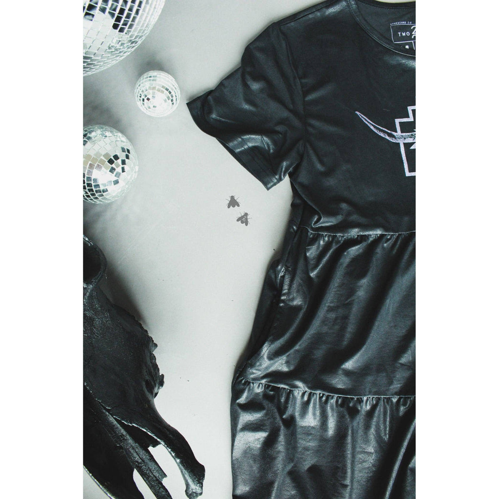 [Size M Remaining] Leather Look Western Style "Cisco" Dress