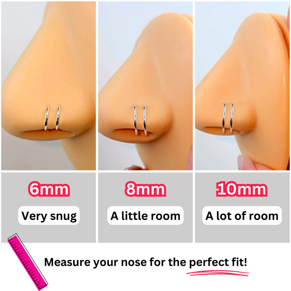 14k Solid Yellow Gold Double Hoop Nose Spiral Nose Ring