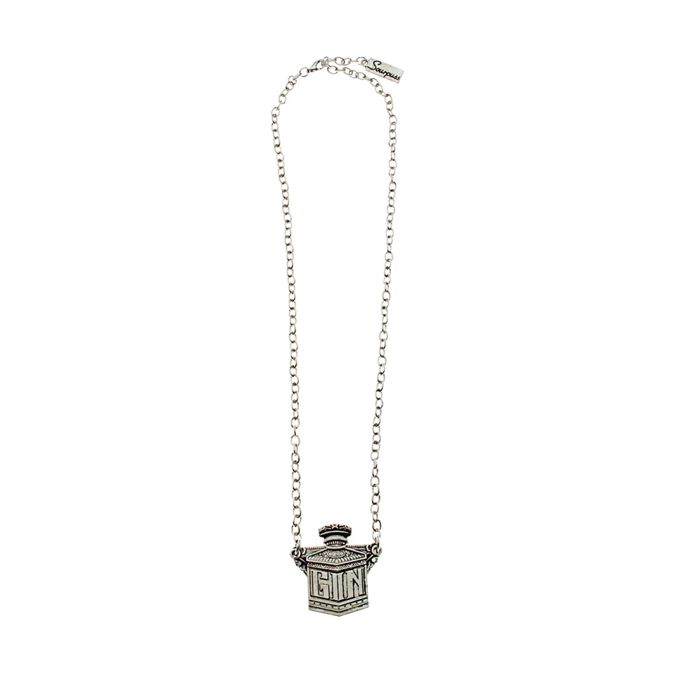 Sourpuss Gin Decanter Necklace | Retro Barware Inspired Jewelry for Cocktail Lovers