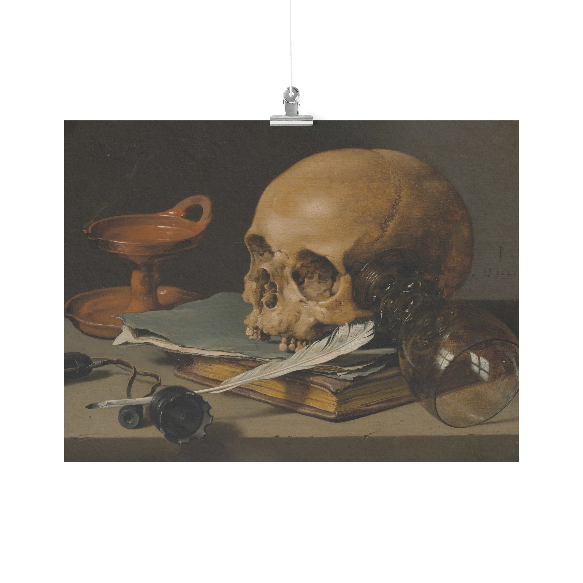 "Still Life with a Skull and a Writing Quill" Matte Poster