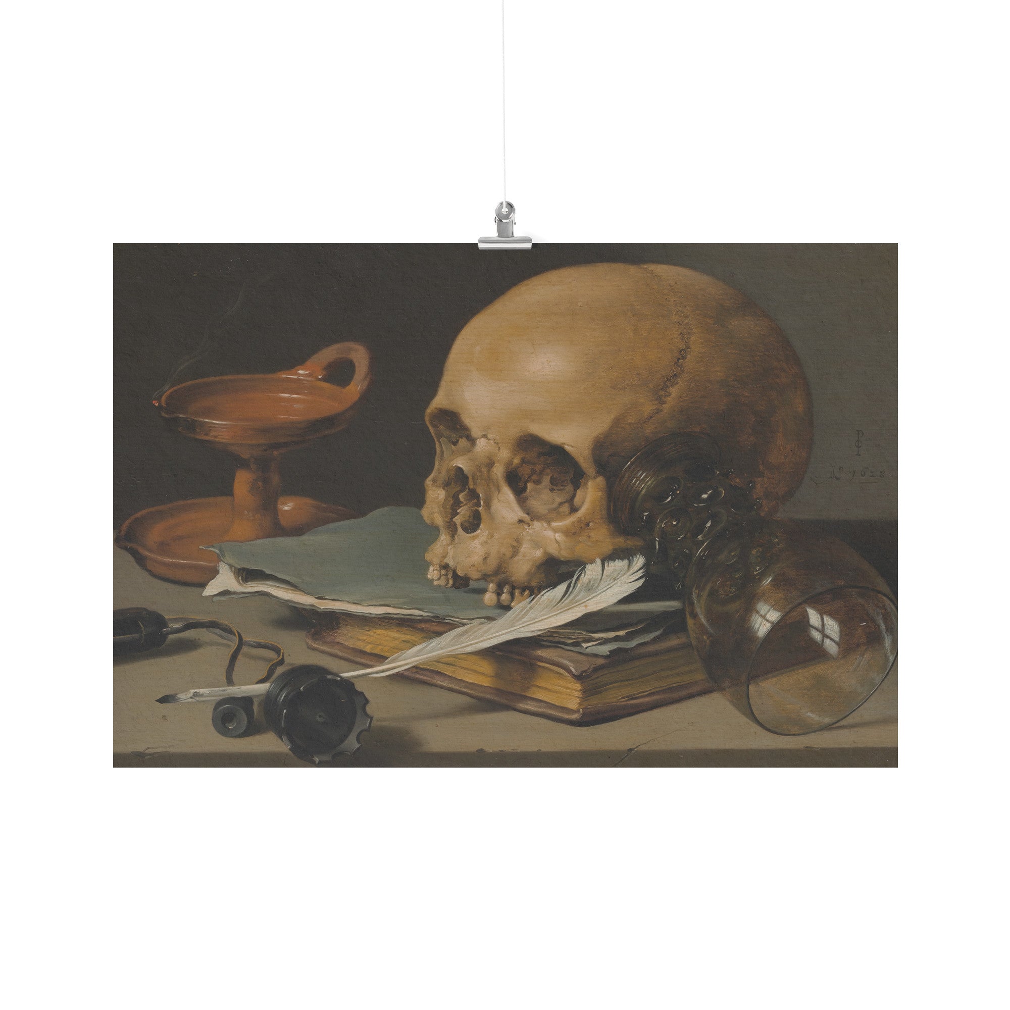 "Still Life with a Skull and a Writing Quill" Matte Poster
