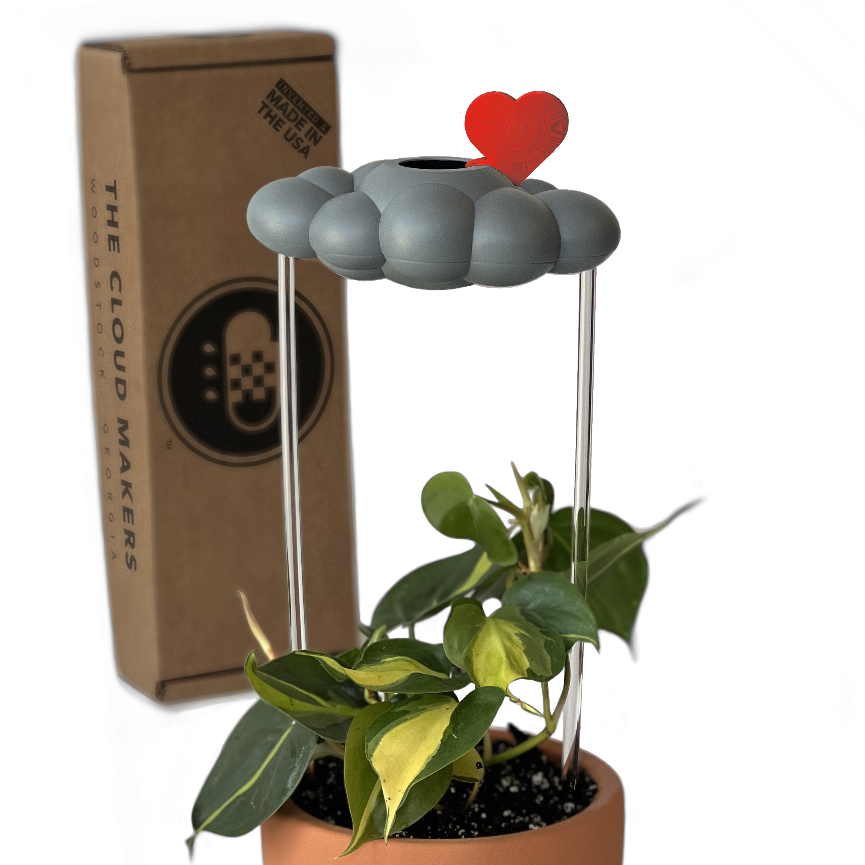 Stormy Dripping Rain Cloud with Red Heart Charm