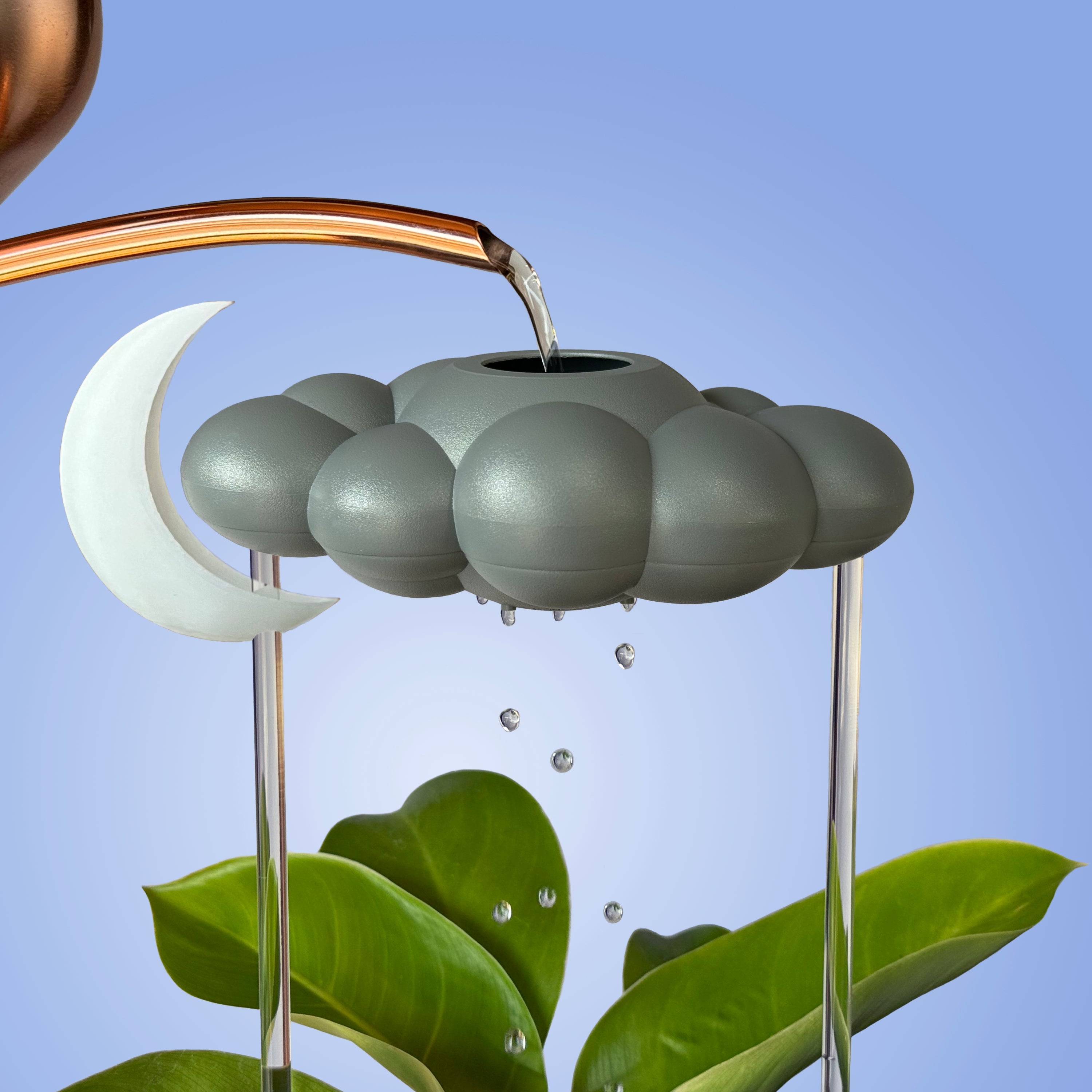 Stormy Dripping Rain Cloud with Glow in the Dark Moon Charm