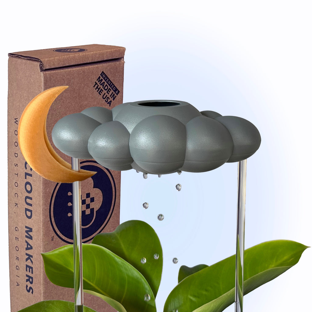 Stormy Dripping Rain Cloud with Moon Charm