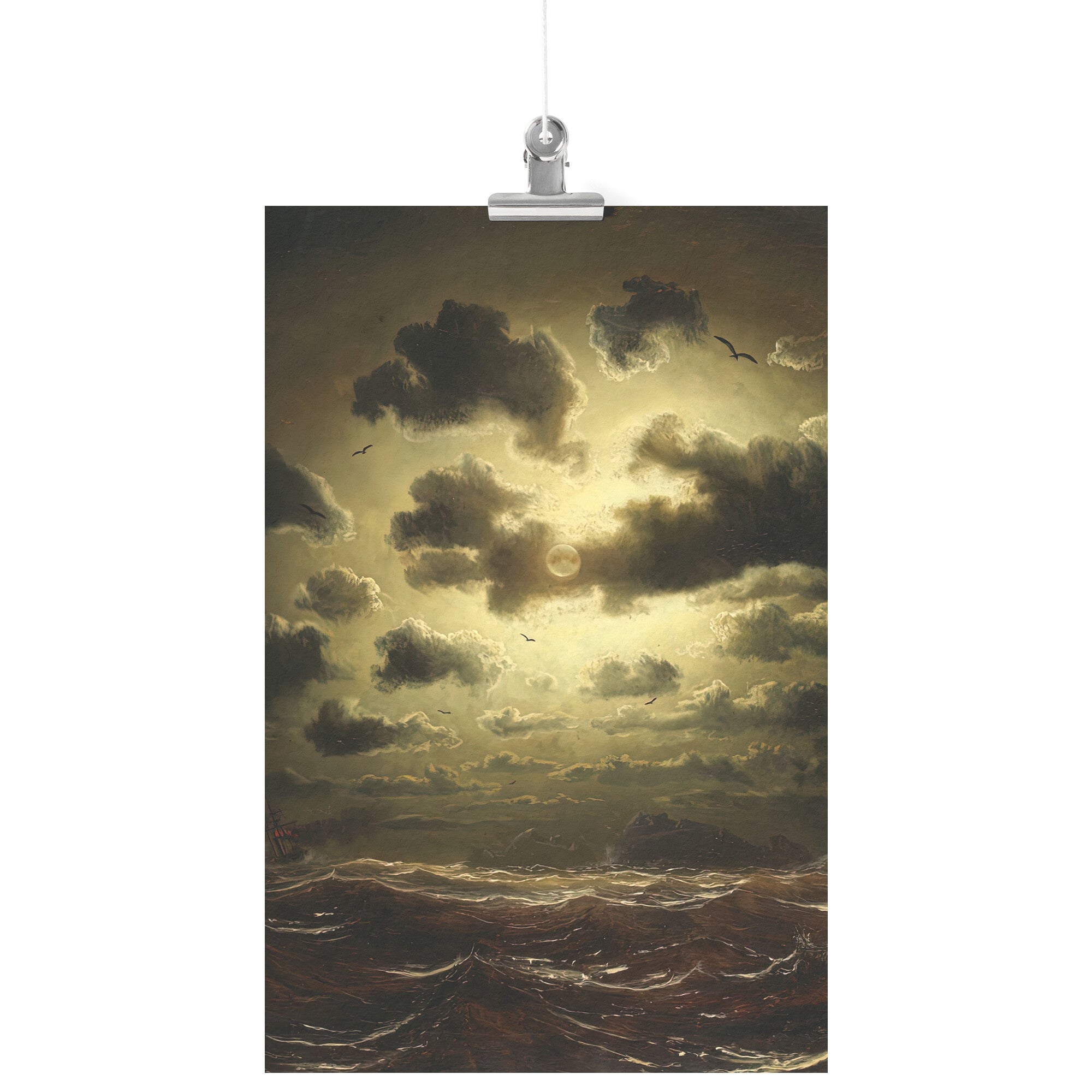 "Stormy Sea at Lighthouse" by Marcus Larson Matte Poster