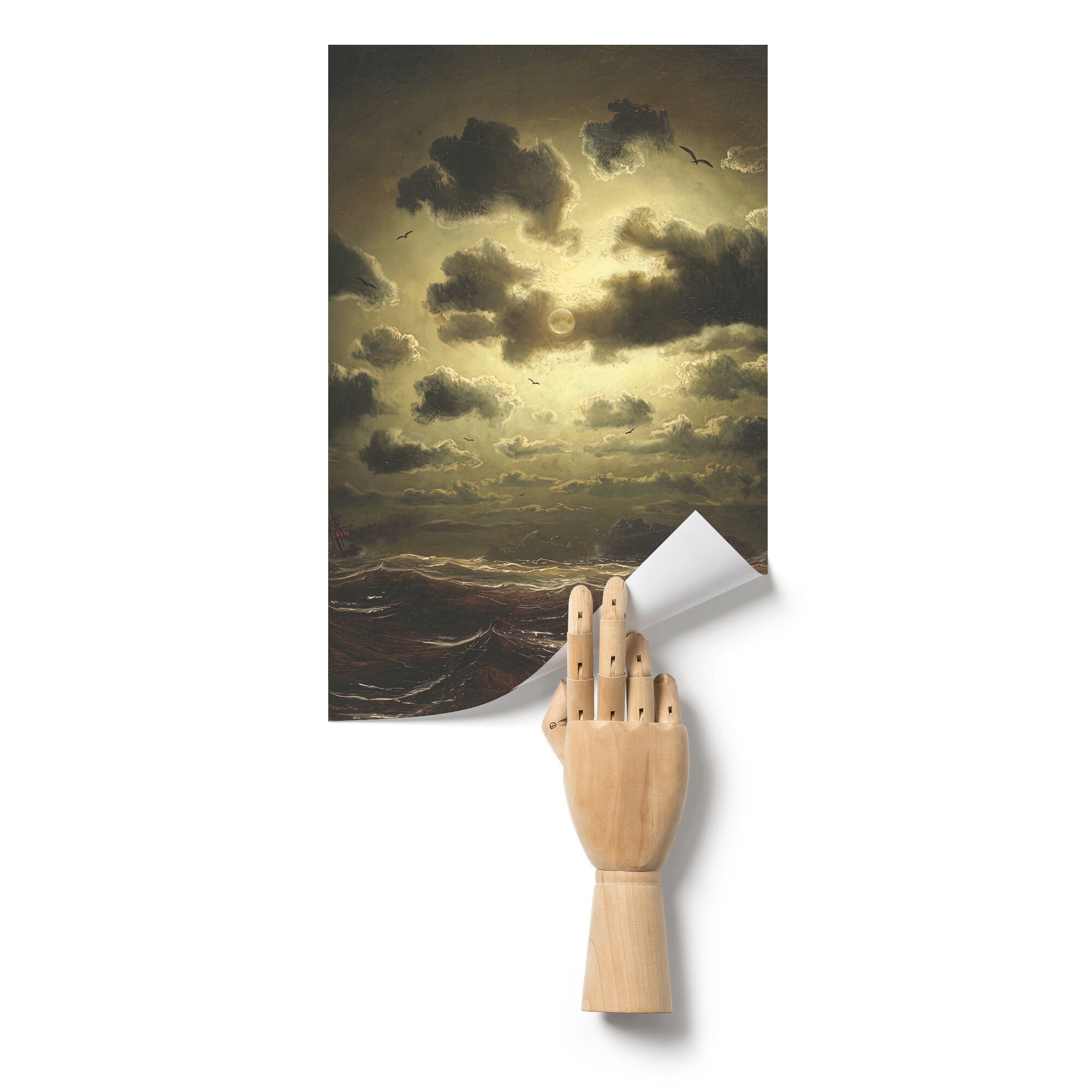 "Stormy Sea at Lighthouse" by Marcus Larson Matte Poster