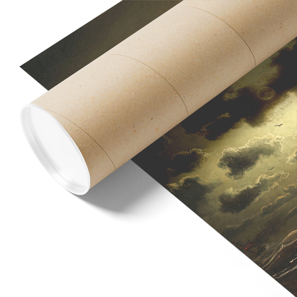 "Stormy Sea at Lighthouse" by Marcus Larson Matte Poster