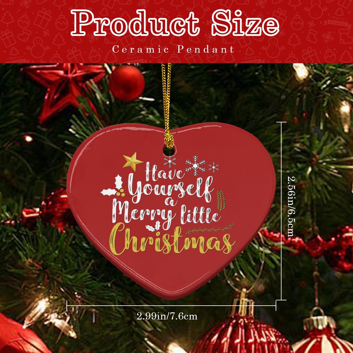 Have Yourself a Merry Little Christmas Heart Shaped Ceramic Ornament