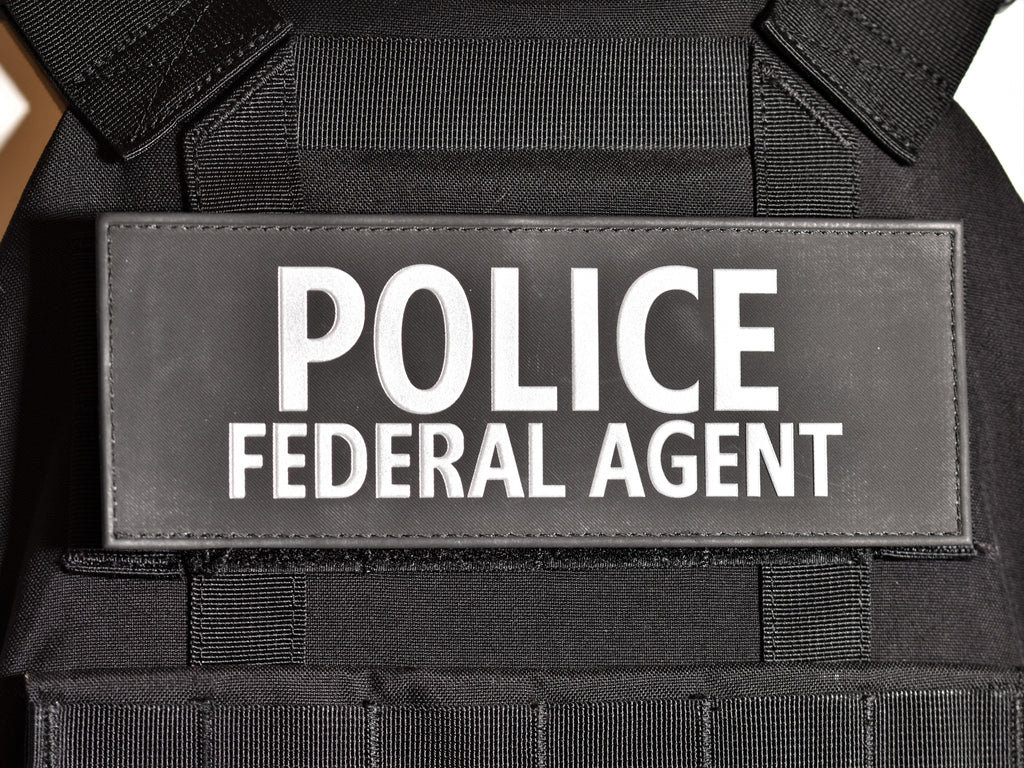 Reflective Plate Carrier Patch (3"x8") - POLICE FEDERAL AGENT