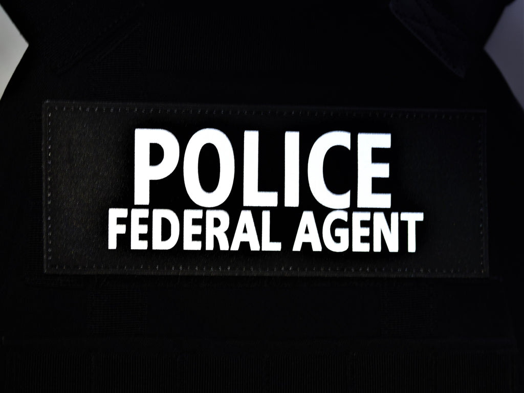 Reflective Plate Carrier Patch (3"x8") - POLICE FEDERAL AGENT
