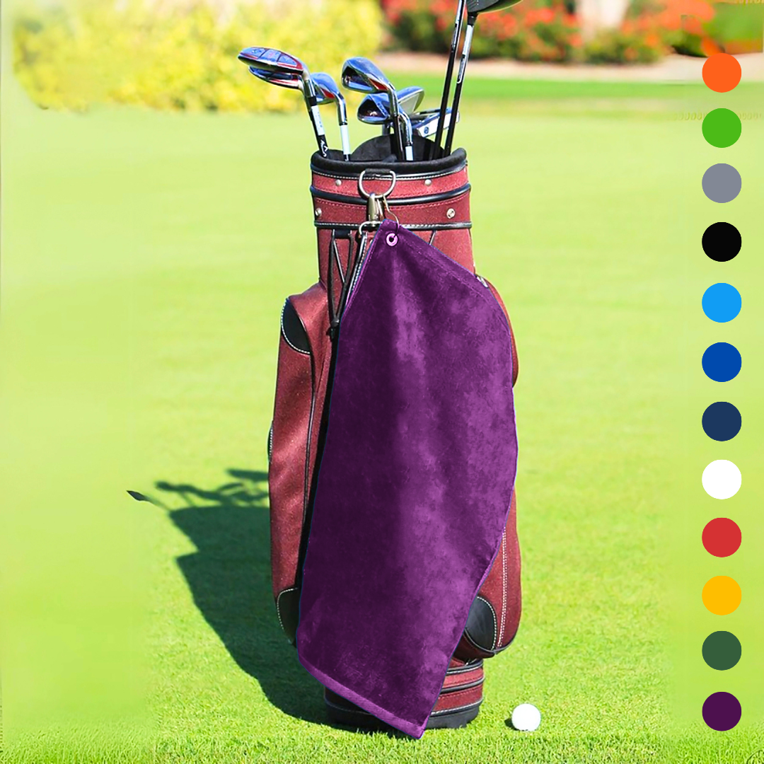 Medium Diamond Velour Golf Towel: Corner Grommet & Hook Pack of 4