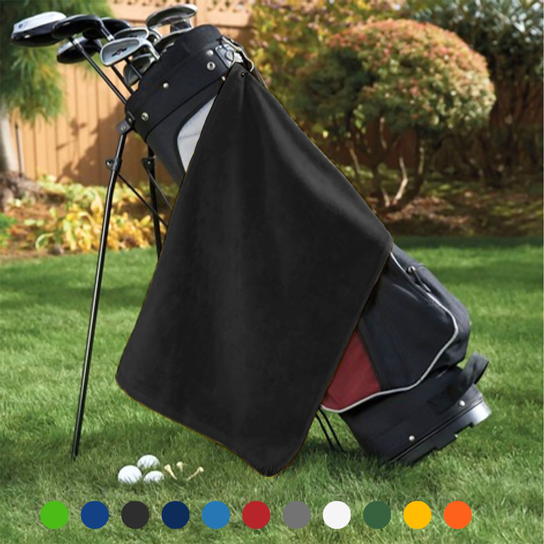 Platinum Velour Golf Towel Corner Grommet & Hook Pack of 3