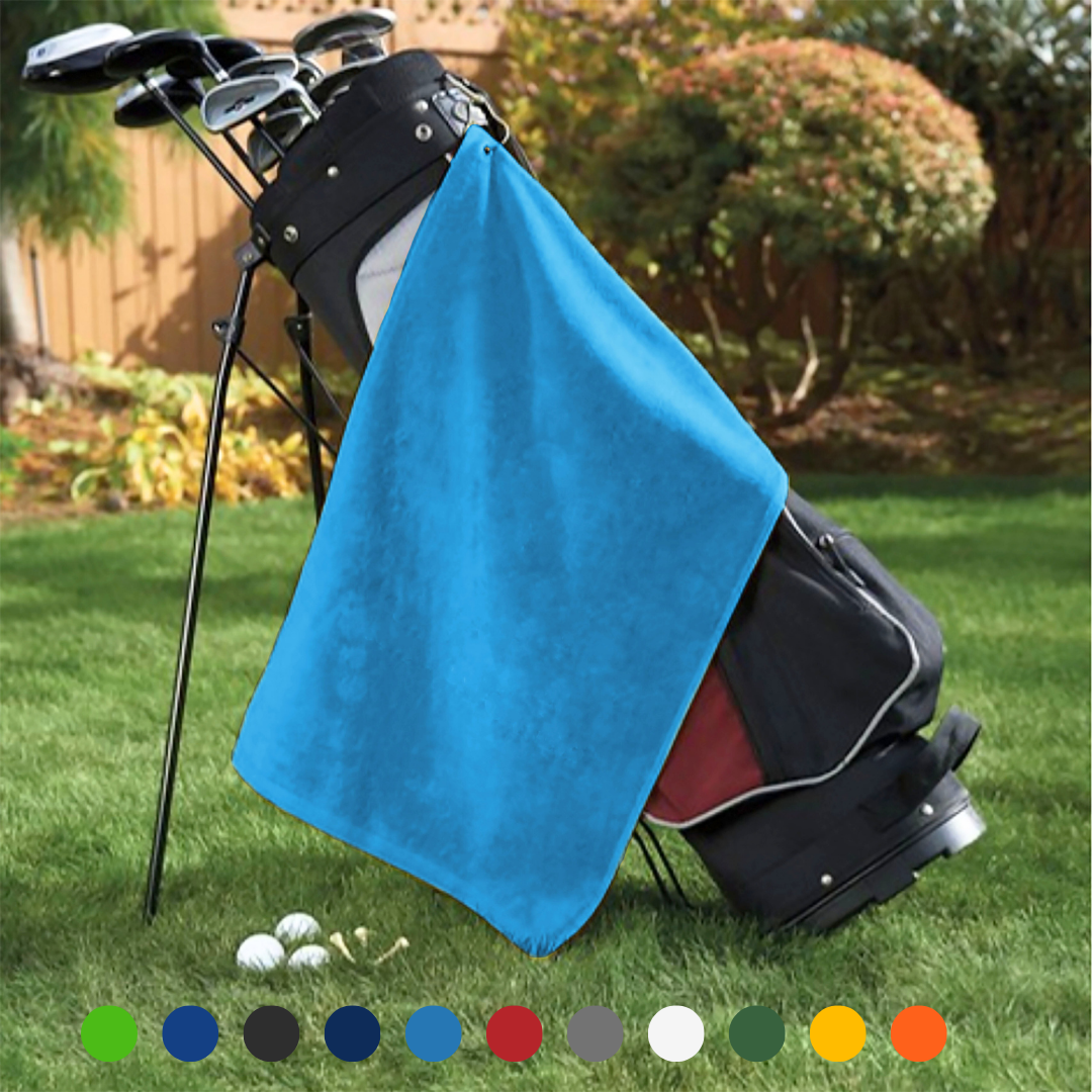 Platinum Velour Golf Towel Corner Grommet & Hook Pack of 3