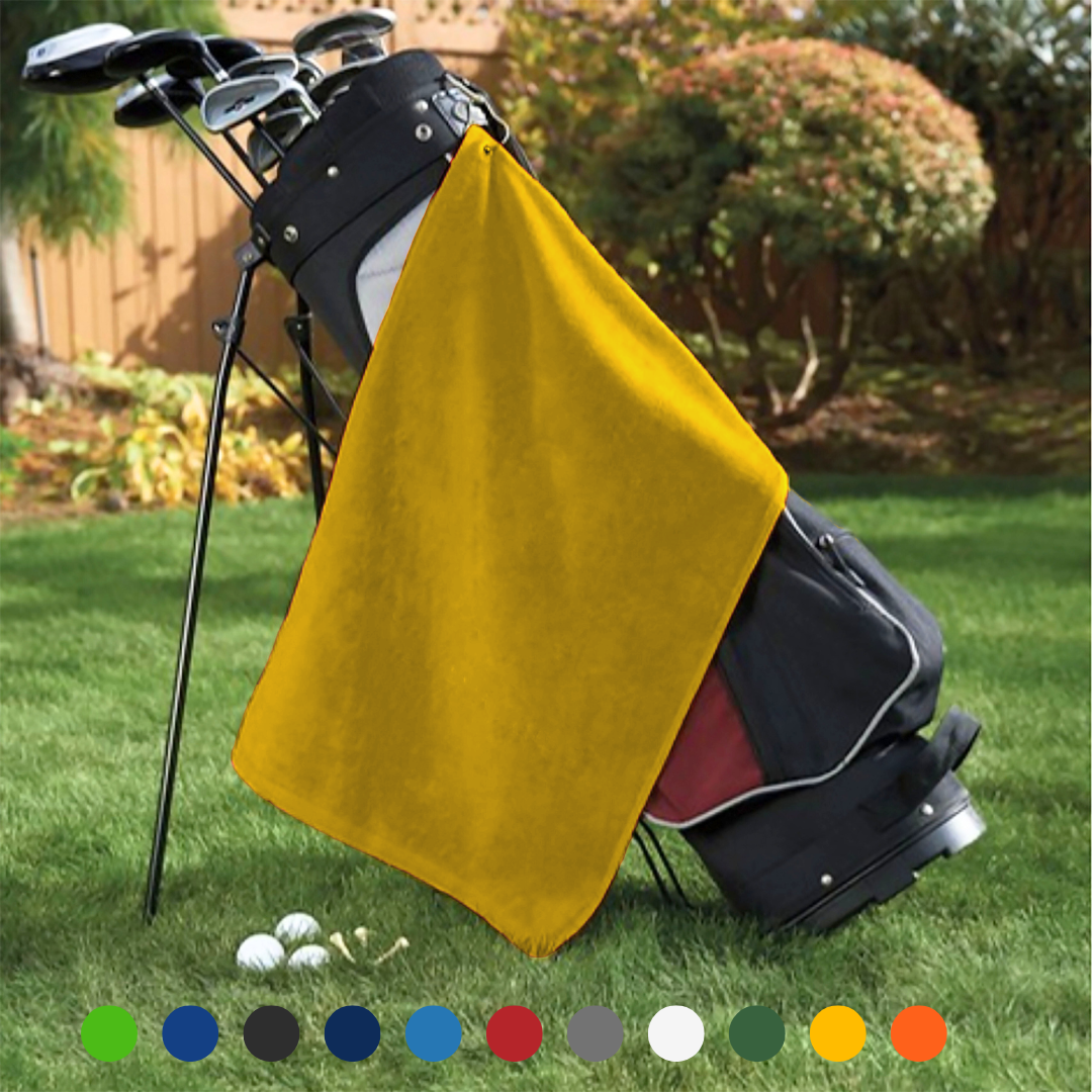 Platinum Velour Golf Towel Corner Grommet & Hook Pack of 3